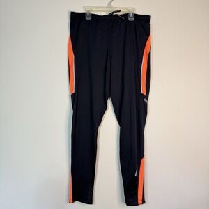 Saucony Men's Running Tights Pants XXL Black Orange VIZI PRO Athletic Pockets